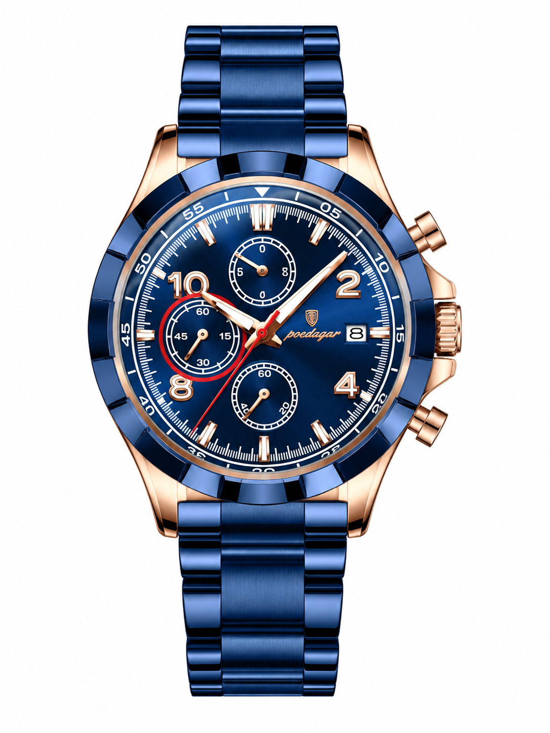 Men’s Blue & Rose Gold Chronograph-Style Watch