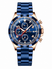 Men’s Blue & Rose Gold Chronograph-Style Watch