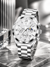 Men’s silver-tone Classic Dress Watch with white dial