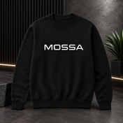 Men’s MOSSA Black Crewneck Sweatshirt with White Logo