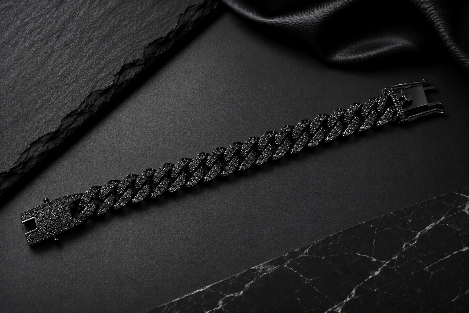 Men’s Black Iced Cuban Link Bracelet