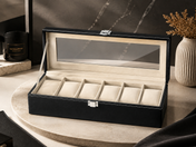 6-Slot Luxury PU Leather Watch Display Box
