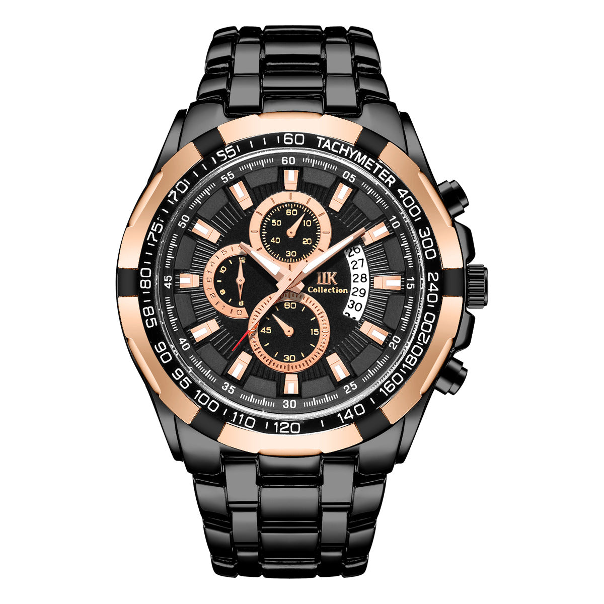 Men’s Black & Rose Gold Sport Chronograph-Style Watch