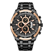Men’s Black & Rose Gold Sport Chronograph-Style Watch