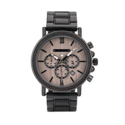 Men’s Black Wood-Inspired Chronograph-Style Watch