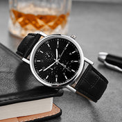 Men’s Black Classic Dress Watch with PU Leather Strap
