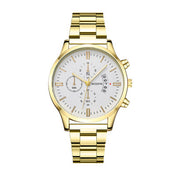 Men’s Gold-Tone Classic Dress Watch with White Dial