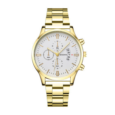 Men’s Gold-Tone Classic Dress Watch with White Dial