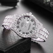 Men’s Silver-Tone iced out Luxury Dress Watch